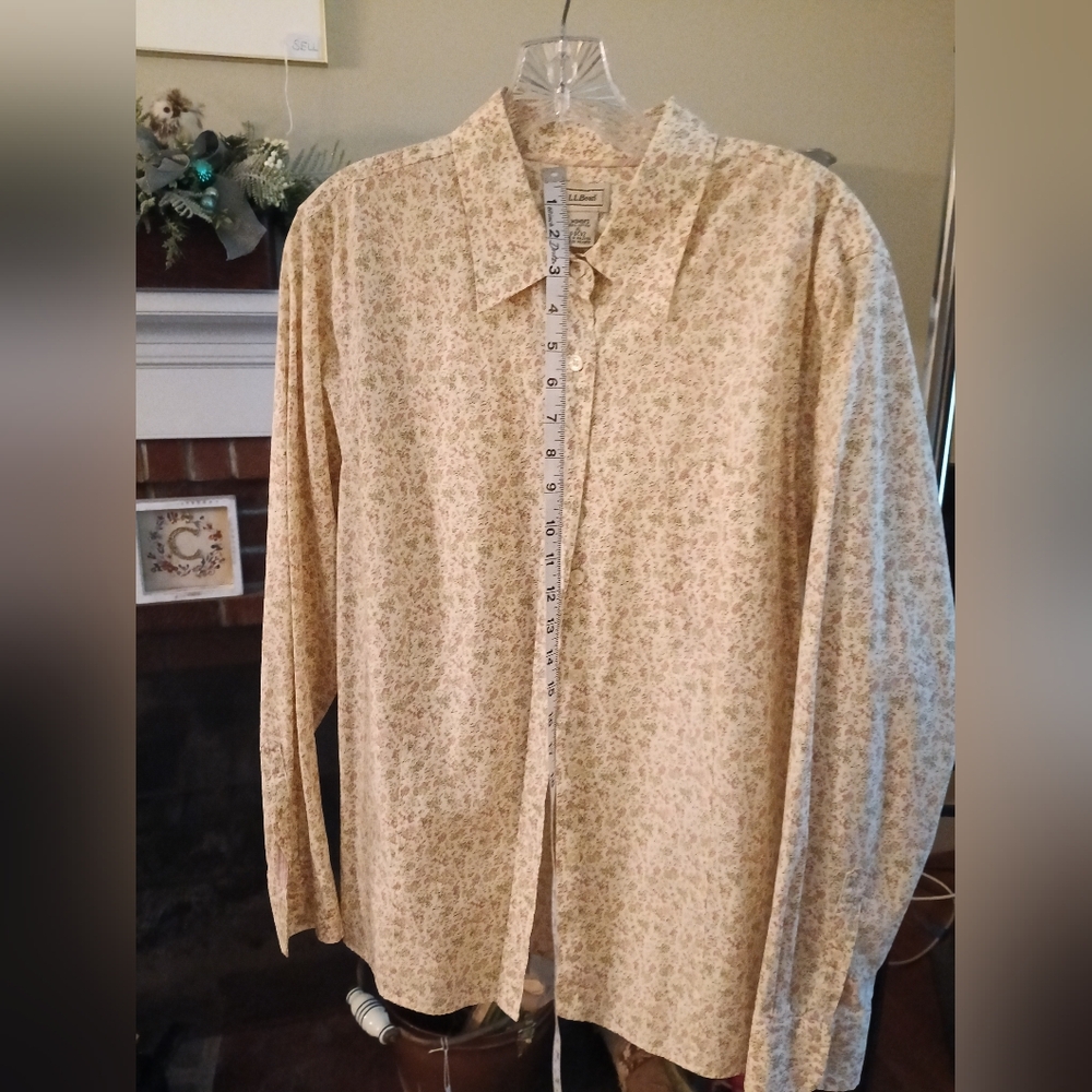 Women's Cream Floral Button-Up LL Bean